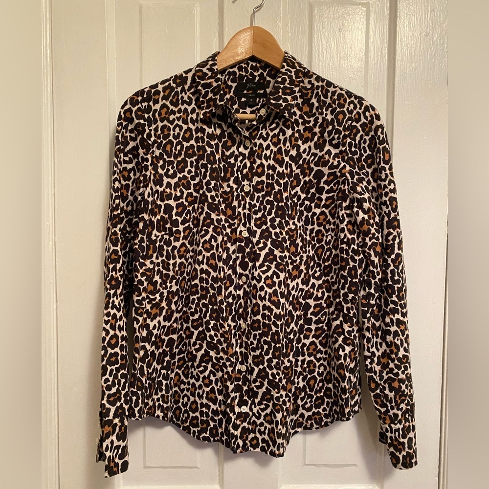 J Crew Slim “Perfect Fit” Leopard Print Shirt